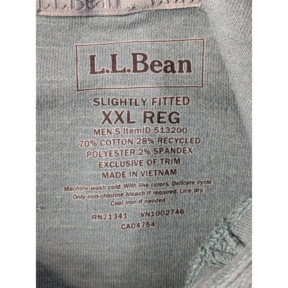 LL Bean Hoodie Mens XXL Slightly Fitted Green 2XL Hooded Pullover Stretch - Picture 3 of 13